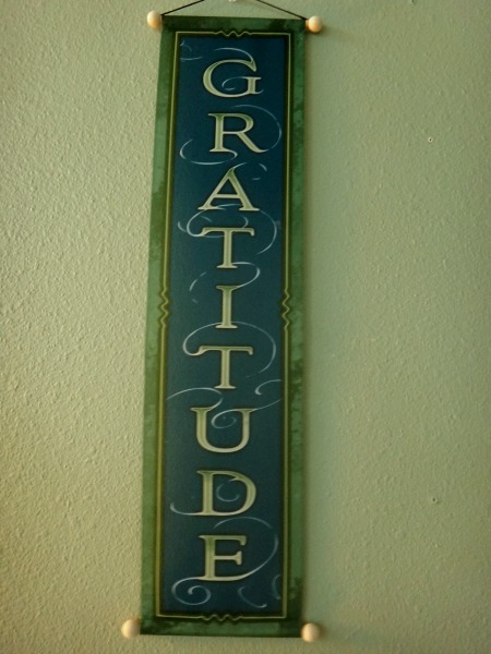 Gratitude affirmation banner, beautiful and silky-soft, printed in full vivid color on sheer, flowing knit polyester. Looks like silk, durable.