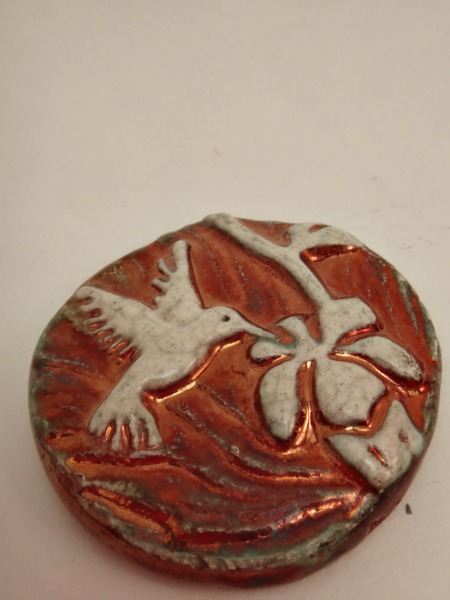 Hummingbird Art Raku Medallion This hummingbird art Raku medallion is the perfect small and affordable gift for yourself or a loved one!  Hummingbird art in your space will draw in the qualities of enjoyment of life, lightness of being, lift up negativity, and express love more fully.