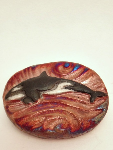 Orca Whale Raku Medallion - the perfect small and affordable gift for yourself or a loved one who loves Orca Whales! As a totem animal Orca Whales represent family, love, romance, longevity, and spiritual insights.