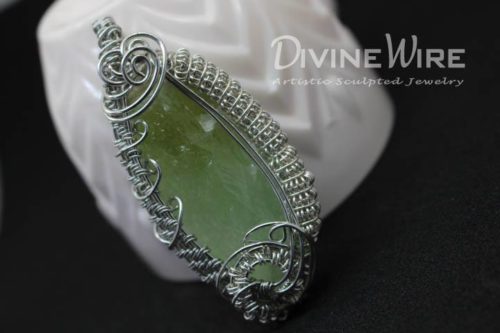 green calcite wire wrapped pendant